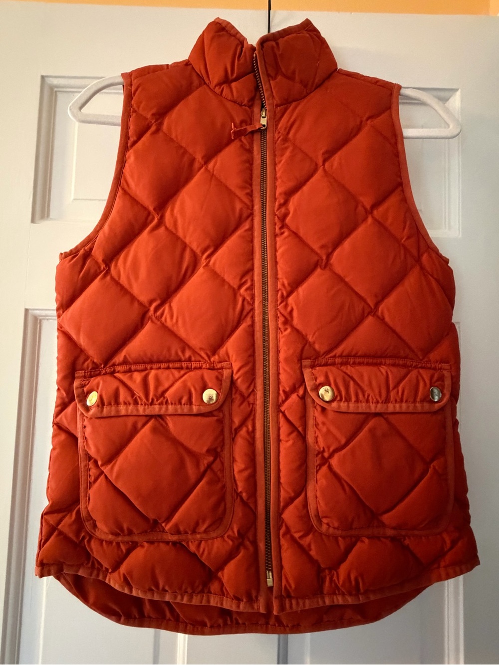 J. Crew Orange Quilted Puffer Vest - XXS